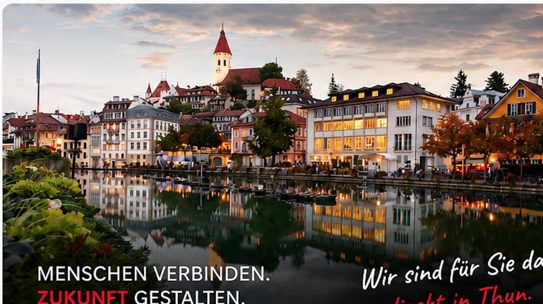 Thun am Abend, Altstadt an der Aare
